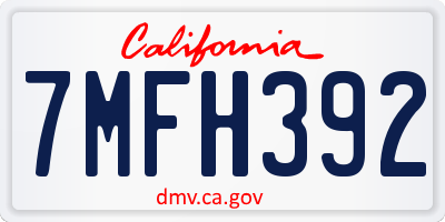 CA license plate 7MFH392