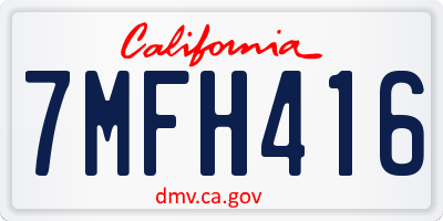 CA license plate 7MFH416