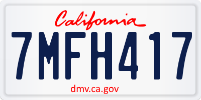 CA license plate 7MFH417