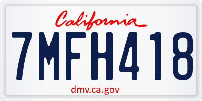 CA license plate 7MFH418