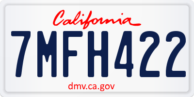 CA license plate 7MFH422