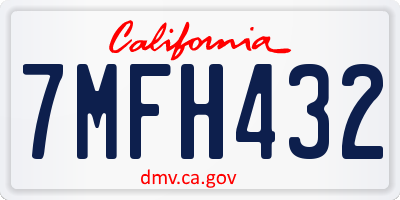 CA license plate 7MFH432