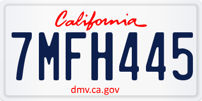 CA license plate 7MFH445
