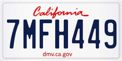 CA license plate 7MFH449