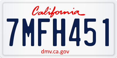 CA license plate 7MFH451