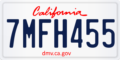 CA license plate 7MFH455