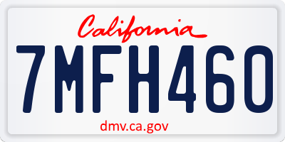 CA license plate 7MFH460
