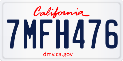 CA license plate 7MFH476