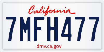 CA license plate 7MFH477