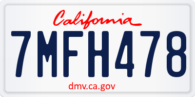 CA license plate 7MFH478