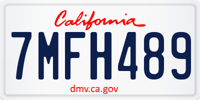 CA license plate 7MFH489
