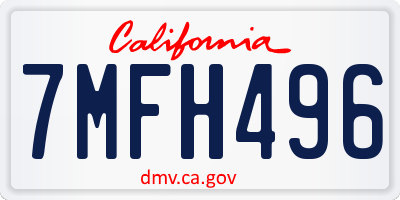 CA license plate 7MFH496