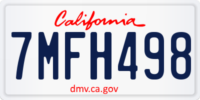 CA license plate 7MFH498
