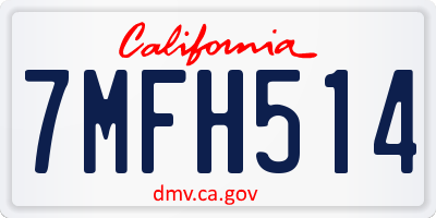 CA license plate 7MFH514