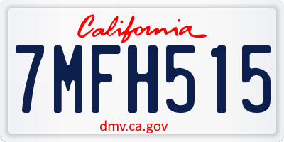 CA license plate 7MFH515