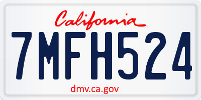 CA license plate 7MFH524