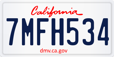 CA license plate 7MFH534