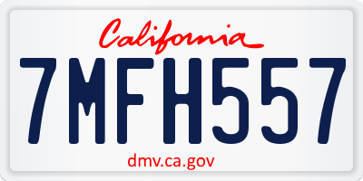 CA license plate 7MFH557
