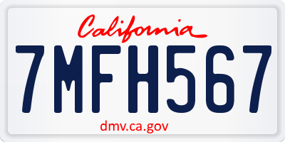 CA license plate 7MFH567
