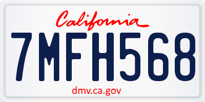 CA license plate 7MFH568