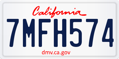 CA license plate 7MFH574