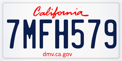 CA license plate 7MFH579
