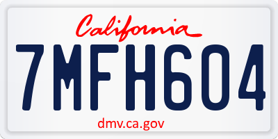 CA license plate 7MFH604
