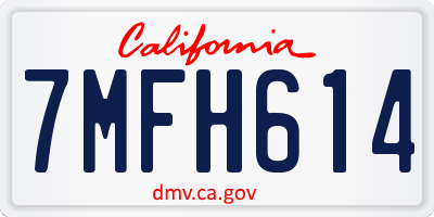 CA license plate 7MFH614