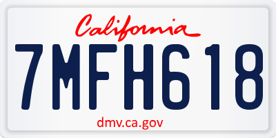 CA license plate 7MFH618