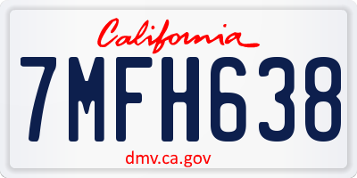 CA license plate 7MFH638