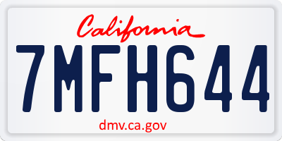 CA license plate 7MFH644