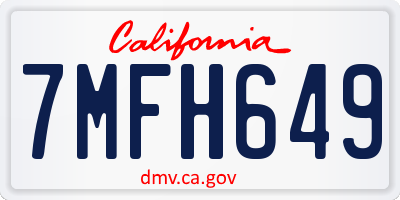 CA license plate 7MFH649