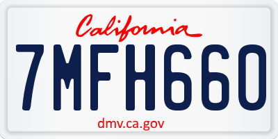 CA license plate 7MFH660
