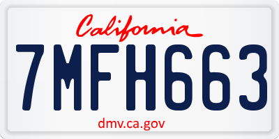 CA license plate 7MFH663