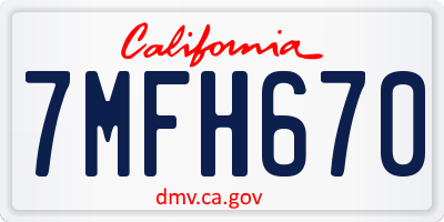 CA license plate 7MFH670