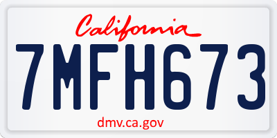 CA license plate 7MFH673