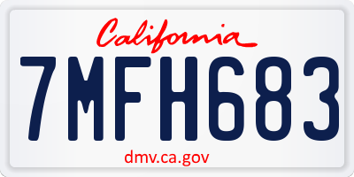 CA license plate 7MFH683