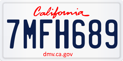 CA license plate 7MFH689
