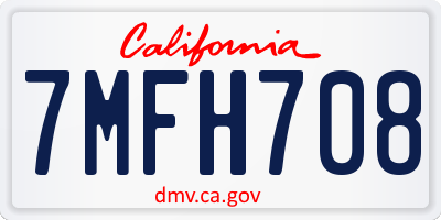 CA license plate 7MFH708