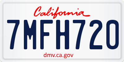 CA license plate 7MFH720