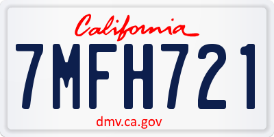 CA license plate 7MFH721