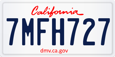 CA license plate 7MFH727
