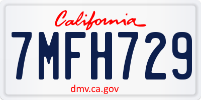 CA license plate 7MFH729