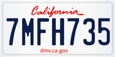 CA license plate 7MFH735