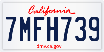 CA license plate 7MFH739