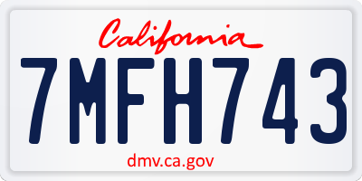 CA license plate 7MFH743