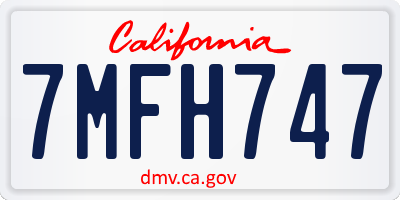 CA license plate 7MFH747