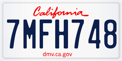 CA license plate 7MFH748