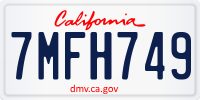 CA license plate 7MFH749