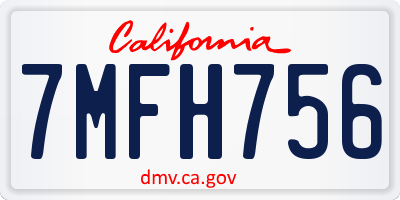 CA license plate 7MFH756